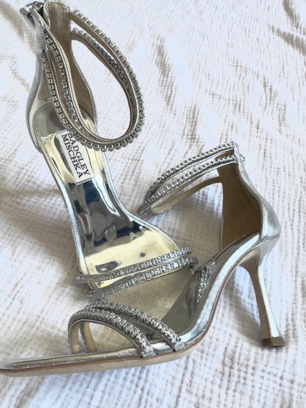 Badgley Mischka Logan Rhinestone Strap Heels